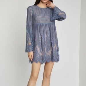 BCBG Maxazria Luann Floral Blue Lace Dress XS